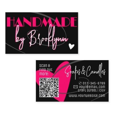 QR Code Template Stylish Pink Handmade Love Heart