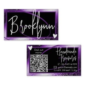 QR Code Template Stylish Purple Ombre Frame Heart