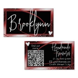 QR Code Template Stylish Red Burgundy Frame Heart