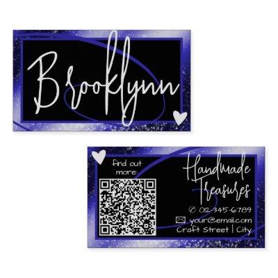 QR Code Template Stylish Royal Blue Frame Heart