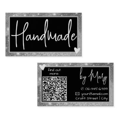 QR Code Template Stylish Silver Gray Frame Heart