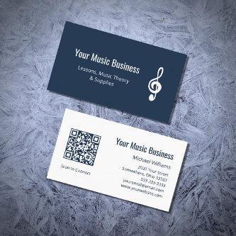 QR code Treble Clef Navy Blue Music Lessons