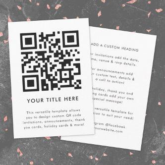 QR Code | Upload Modern Minimalist Simple White Invitation