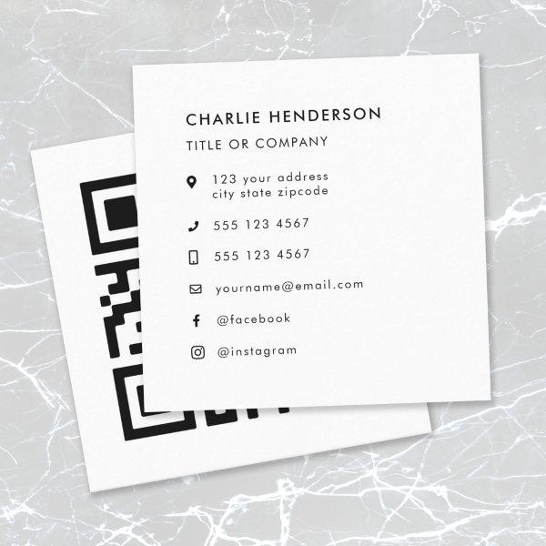 QR Code | Upload Modern Minimalist Simple White Square