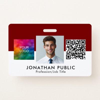 QR Code Upload Your Company Logo Employee Photo Badge
