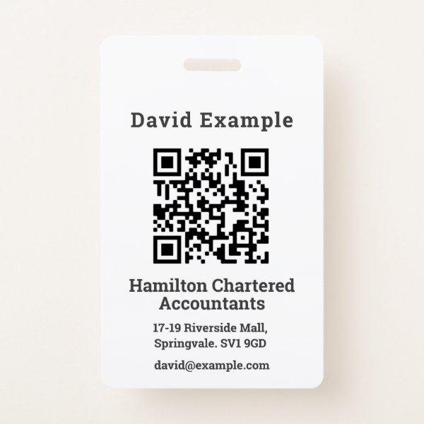 QR Code with Name & Business Badge