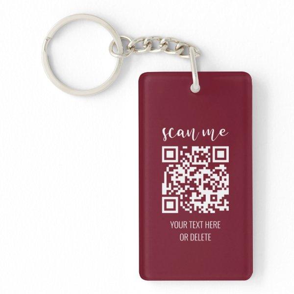 QR Code Your Logo Burgundy Business Keychain