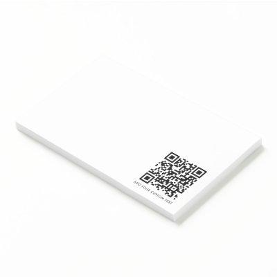 QR Code | Your Text Modern Minimalist Simple White Post-it Notes