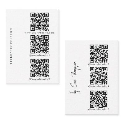 QR Codes 6 Scannable Website & Social Media Links Calling Card
