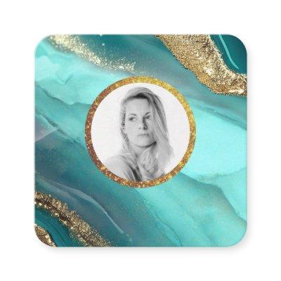 *~* QR Turuqoise Gold AP66 PHOTO Luxe LOGO Agate  Square