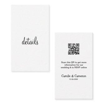QR WEDDING WEBSITE add photoname date black white  Enclosure Card