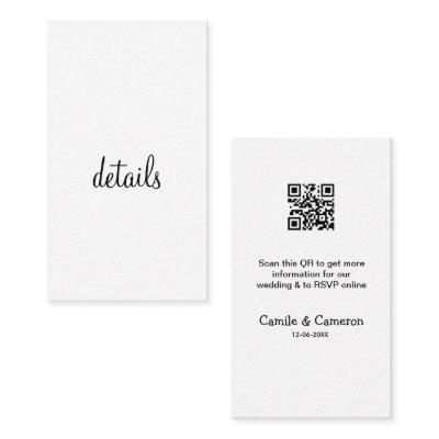 QR WEDDING WEBSITE add photoname date black white  Enclosure Card