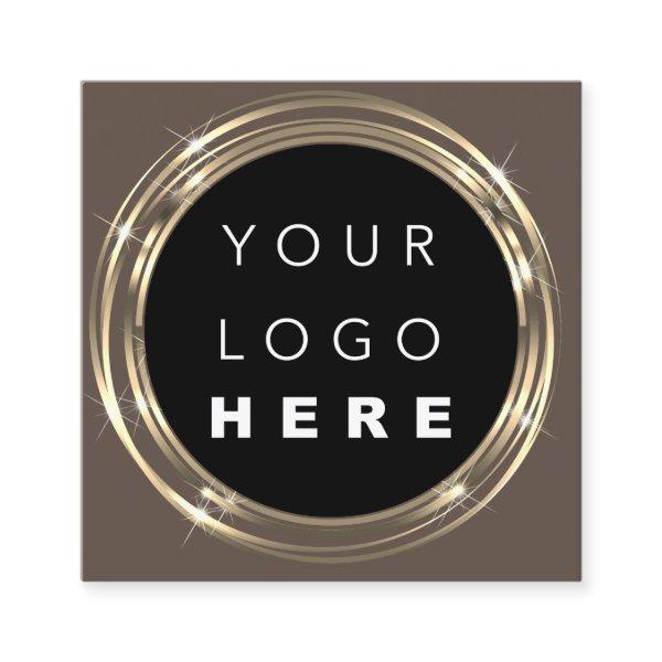 QRCode Logo Online Shop Frame Gold Brown Shop Square