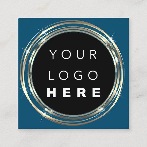 QRCode Logo Online Shop Frame Gold Dark Blue Shop Square