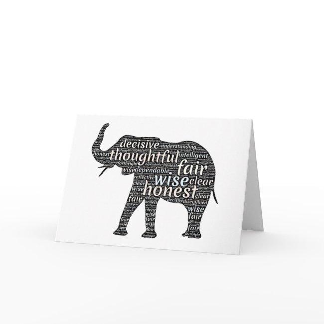 Qualities of an Elephant Word Cloud Card