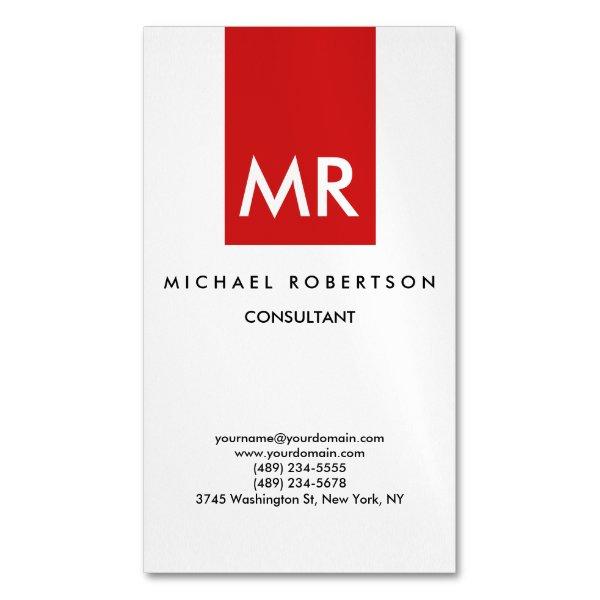 Quality Red White Monogram Elegant Unique  Magnet