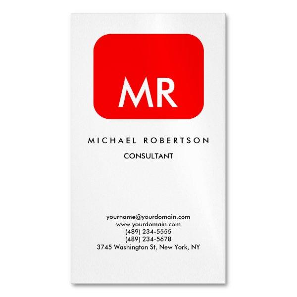 Quality Red White Monogram Elegant Unique  Magnet