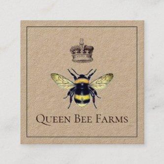 Queen Bee And Crown Farm Or Apiary Kraft Square