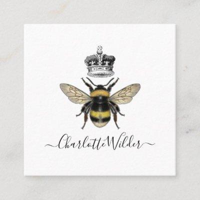 Queen Bee And Crown Handwritten Signature On White Calling Card