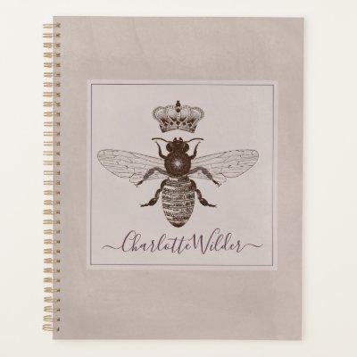 Queen Bee And Crown Script Signature Planner