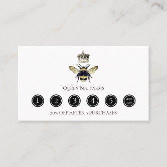 Queen Bee & Crown Apiary Honey Products Farm White Loyalty Card