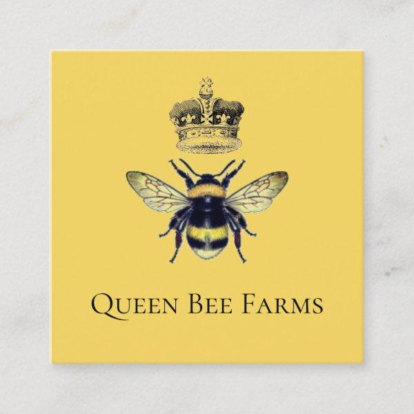 Queen Bee Crown Farm Apiary Yellow Gold Square