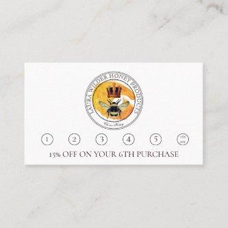 Queen Bee Gold Crown Honey Products Loyalty Card