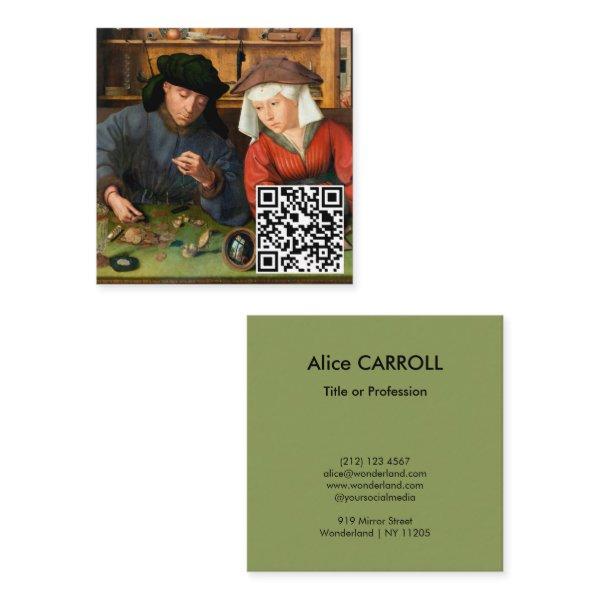 Quentin Matsys - Moneylender & His Wife - QR Code Square