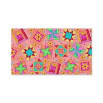 Quilt Art  Coral Orange Background