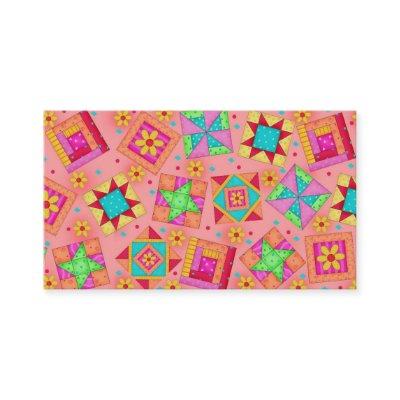 Quilt Art  Coral Orange Background