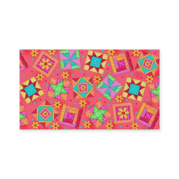 Quilt Art  Coral Red Background