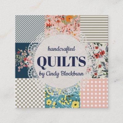 Quilter quilting floral stripes