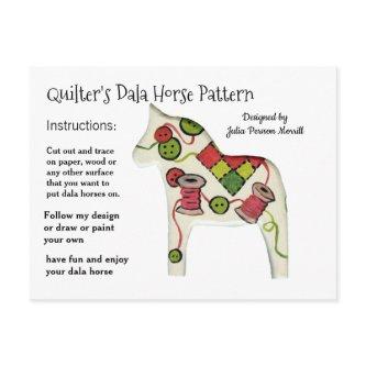 Quilter's Dala Horse Pattern to Share Holiday Postcard