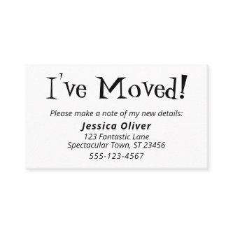 Quirky "I've Moved" White Hand-Out Cards