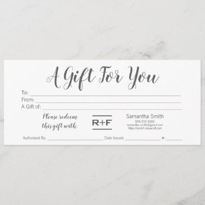 R+F Gift Certificate Invitation