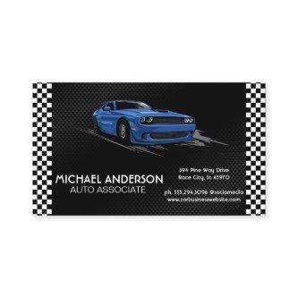 Racing Checkered Flags | Blue Sports Car