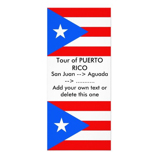 Rack Card with Flag of Puerto Rico, U.S.A.