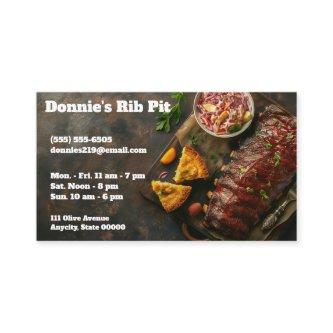 Rack of barbecued ribs with copy space