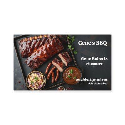Racks of barbecued ribs with hot links