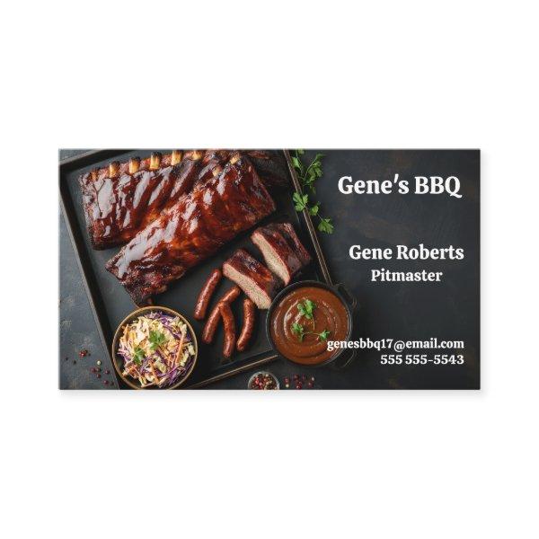 Racks of barbecued ribs with hot links