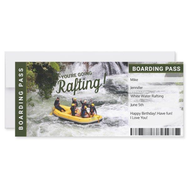 Rafting River Trip Gift Certificate Boarding Pass