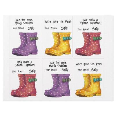 Rainboots, Wellies, Class Cards 6 Personalize Name