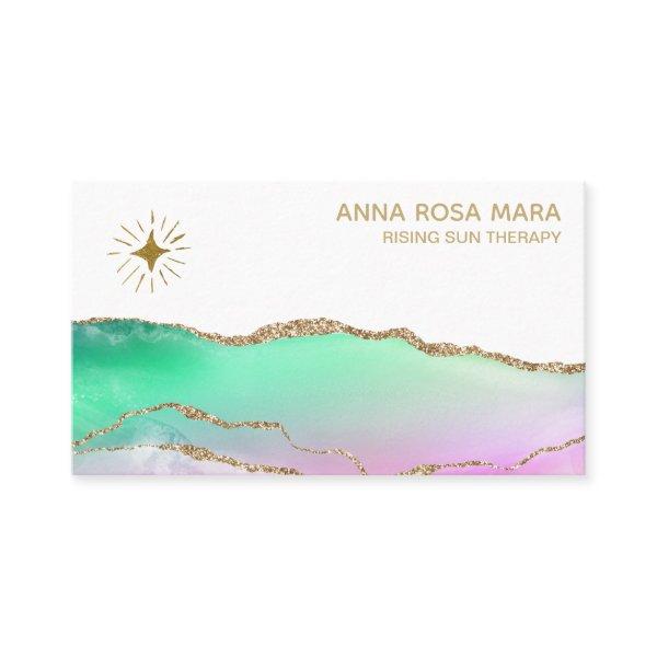 *~* Rainbow Agate Gold Glitter Vein Pastel Star