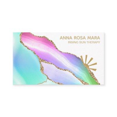*~* Rainbow Agate Gold Glitter Vein Pastel White