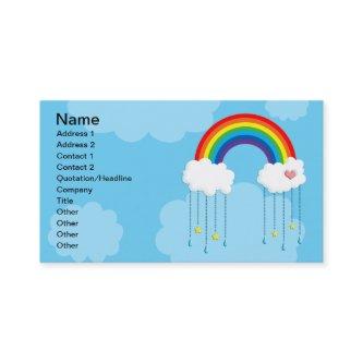 Rainbow and clouds raining stars