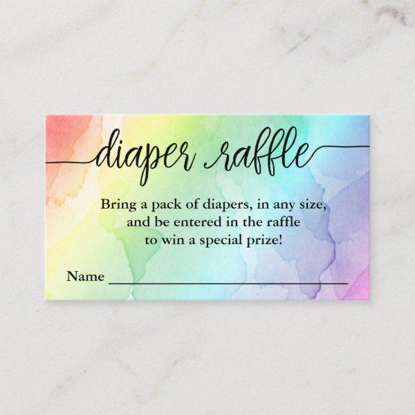 Rainbow Baby Shower Diaper Raffle Enclosure Card
