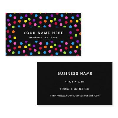 Rainbow Black Bright Polka Dots Confetti Pattern