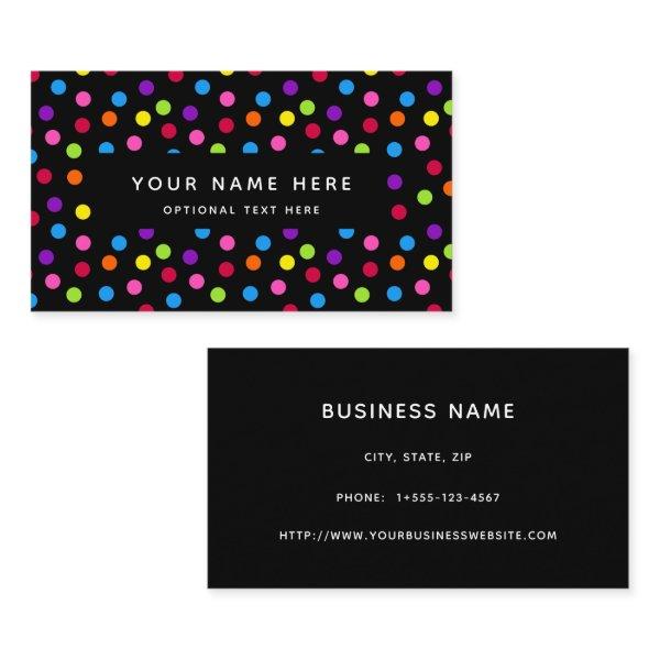 Rainbow Black Bright Polka Dots Confetti Pattern