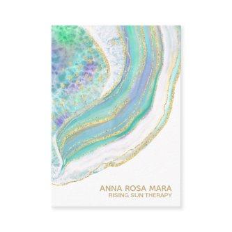 *~* Rainbow Blue  Mint   Agate Gold Glitter Pastel