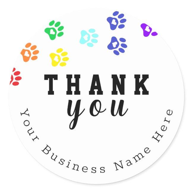 Rainbow Dog Paw Custom Thank You Stickers
